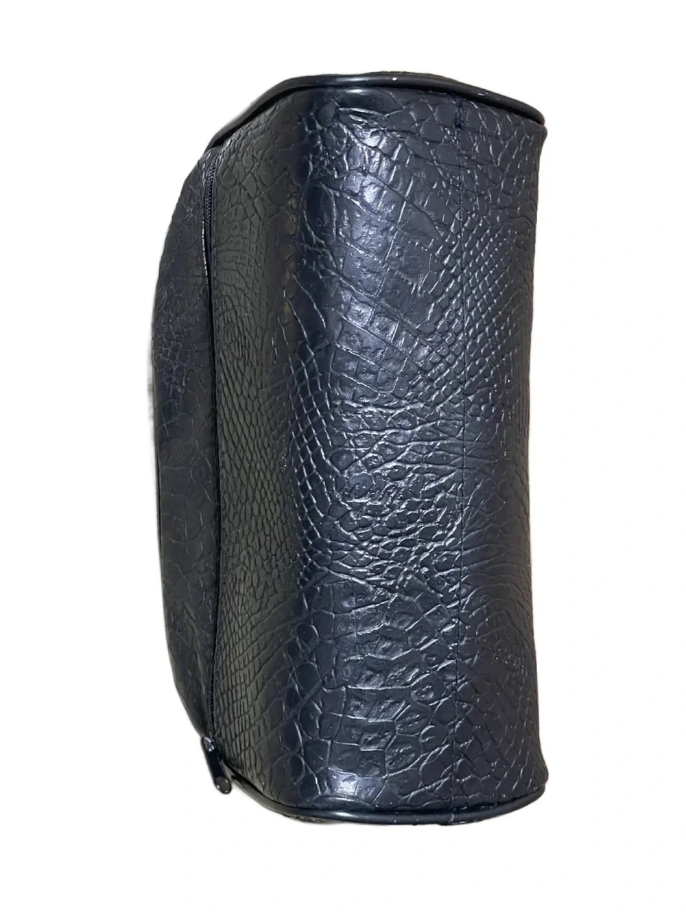 Black Croc-Embossed Faux Leather Toiletry Bag (Unisex)